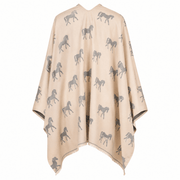 Ladies Cream Horse Print Reversible Wrap Cape - CREAM - Heritage Of Scotland -