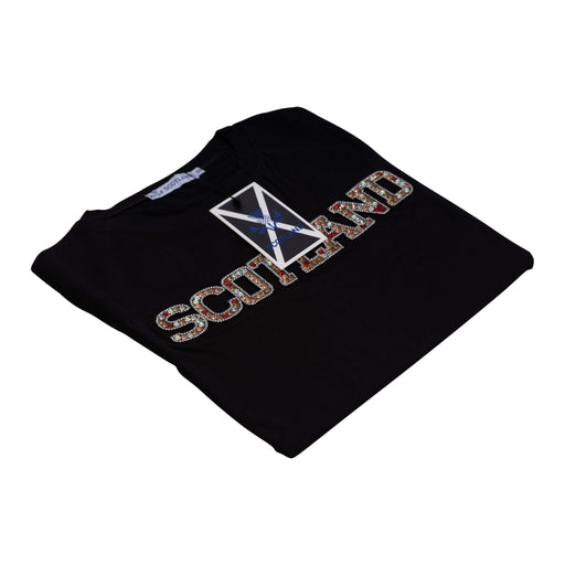 Ladies Diamante Scotland T-Shirt Black - Heritage Of Scotland - BLACK
