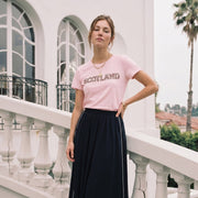 Ladies Diamante Scotland T-Shirt – Cotton Sparkle Tee - Pink - Heritage Of Scotland - XS