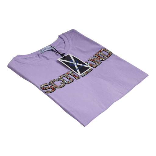 Ladies Diamante Scotland T-Shirt Lilac - Heritage Of Scotland - LILAC