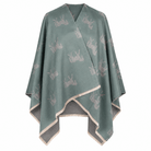 Ladies Green Horse Print Reversible Wrap Cape - GREEN - Heritage Of Scotland -