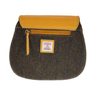 Ladies Harris Tweed and Leather Shoulder Bag - DARK BROWN BARLEYCORN / YELLOW - Heritage Of Scotland -