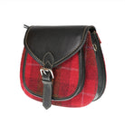Ladies Harris Tweed and Leather Shoulder Bag - RED CHECK A / BLACK - Heritage Of Scotland -