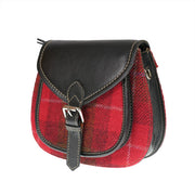 Ladies Harris Tweed and Leather Shoulder Bag - RED CHECK A / BLACK - Heritage Of Scotland -