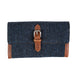 Ladies Ht Leather Long Purse Navy Blue Herringbone / Tan - Heritage Of Scotland - NAVY BLUE HERRINGBONE / TAN