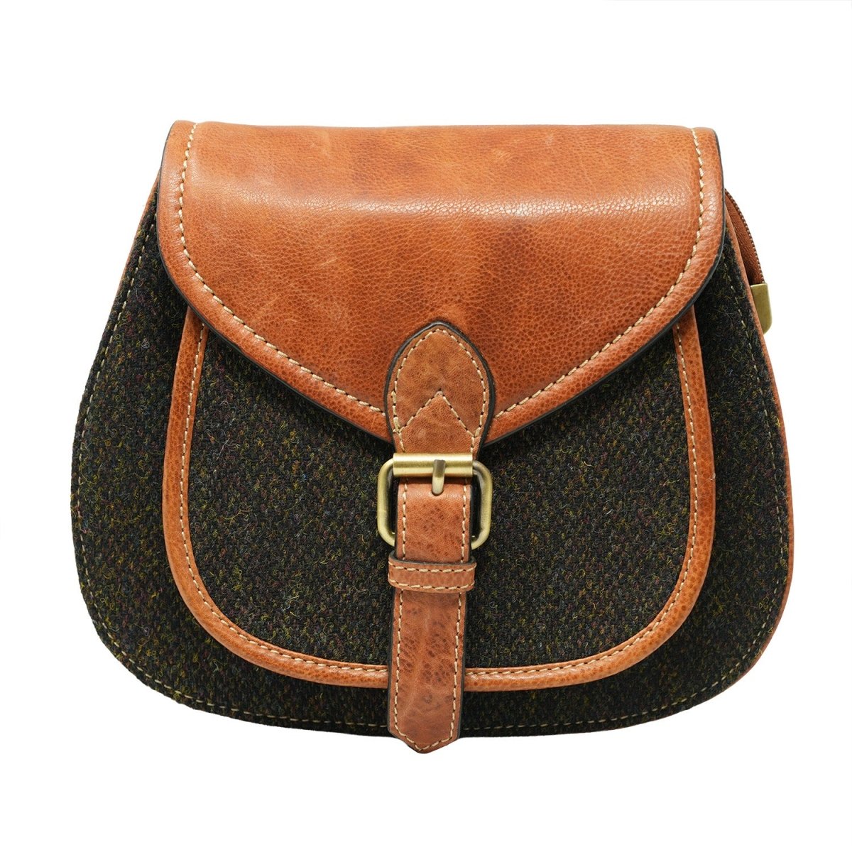 Ladies Ht Leather Shoulder Bag Dark Brown Barleycorn / Tan - Heritage Of Scotland - Dark Brown Barleycorn / Tan