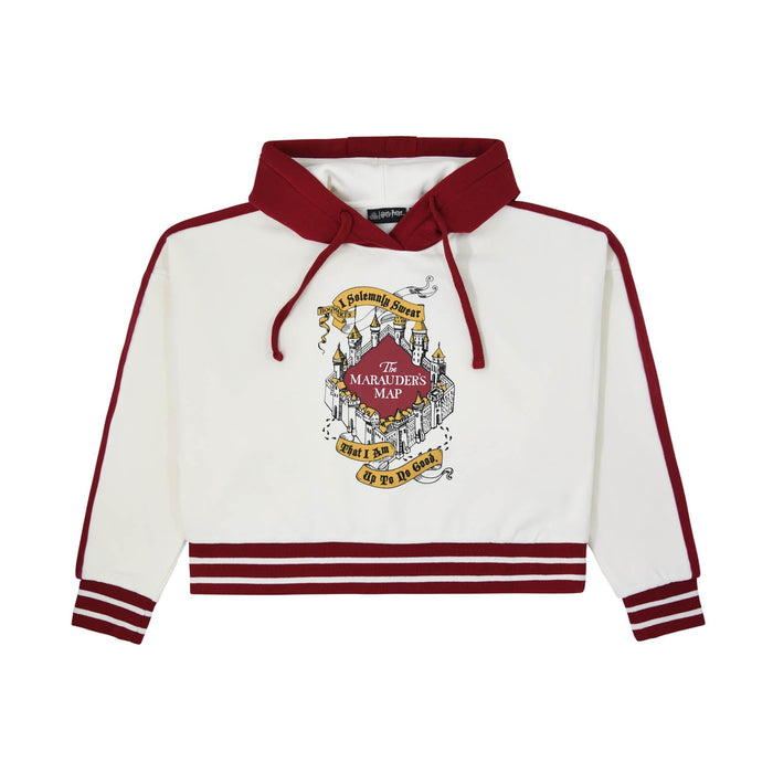 Ladies Marauders Map Crop Hoodie - Heritage Of Scotland - OFF WHITE