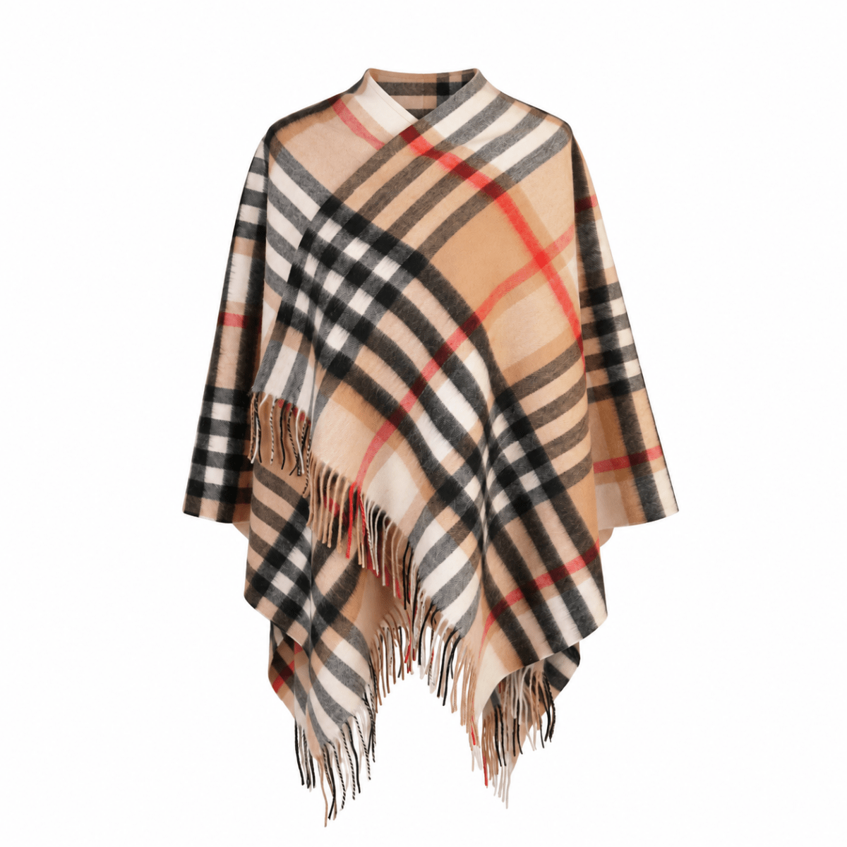 Ladies Mini Cape Edinburgh 100% Lambswool - Chequer Camel - Heritage Of Scotland -