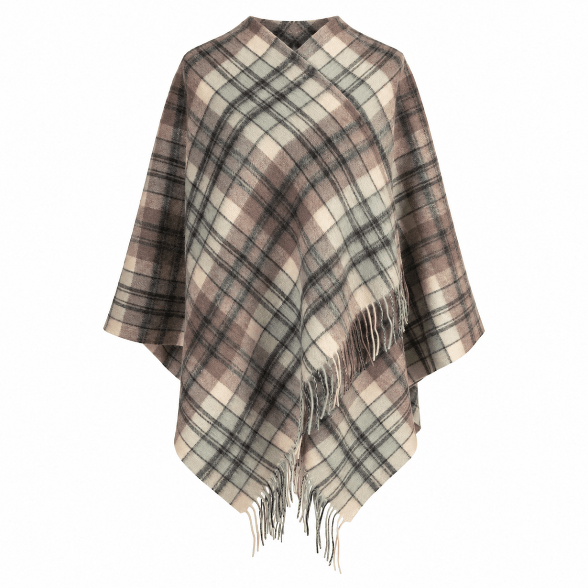 Ladies Mini Cape Edinburgh 100% Lambswool - Macdonald Light Green Mix - Heritage Of Scotland -