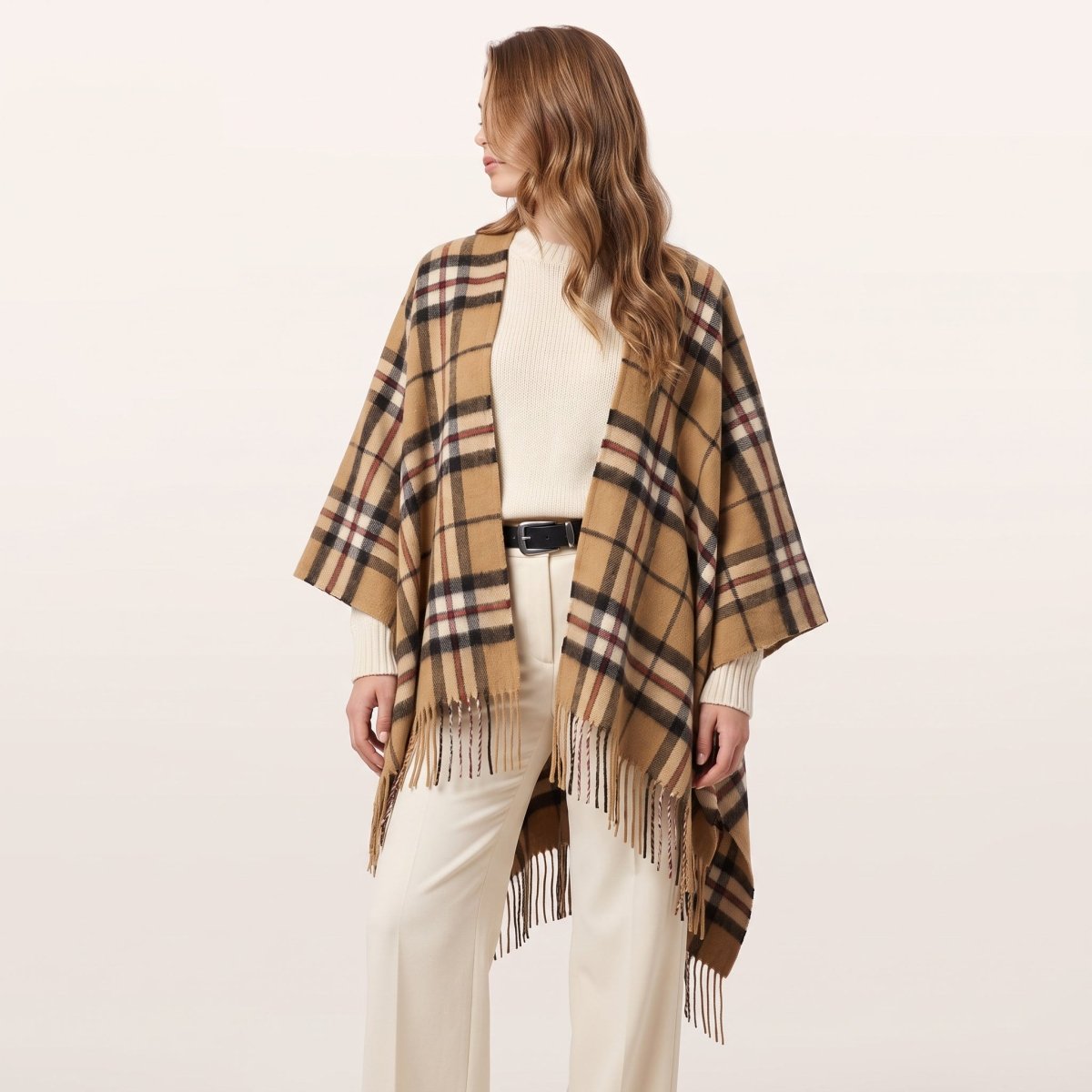 Ladies Mini Cape Edinburgh 100% Lambswool - Thomson Camel - Heritage Of Scotland -