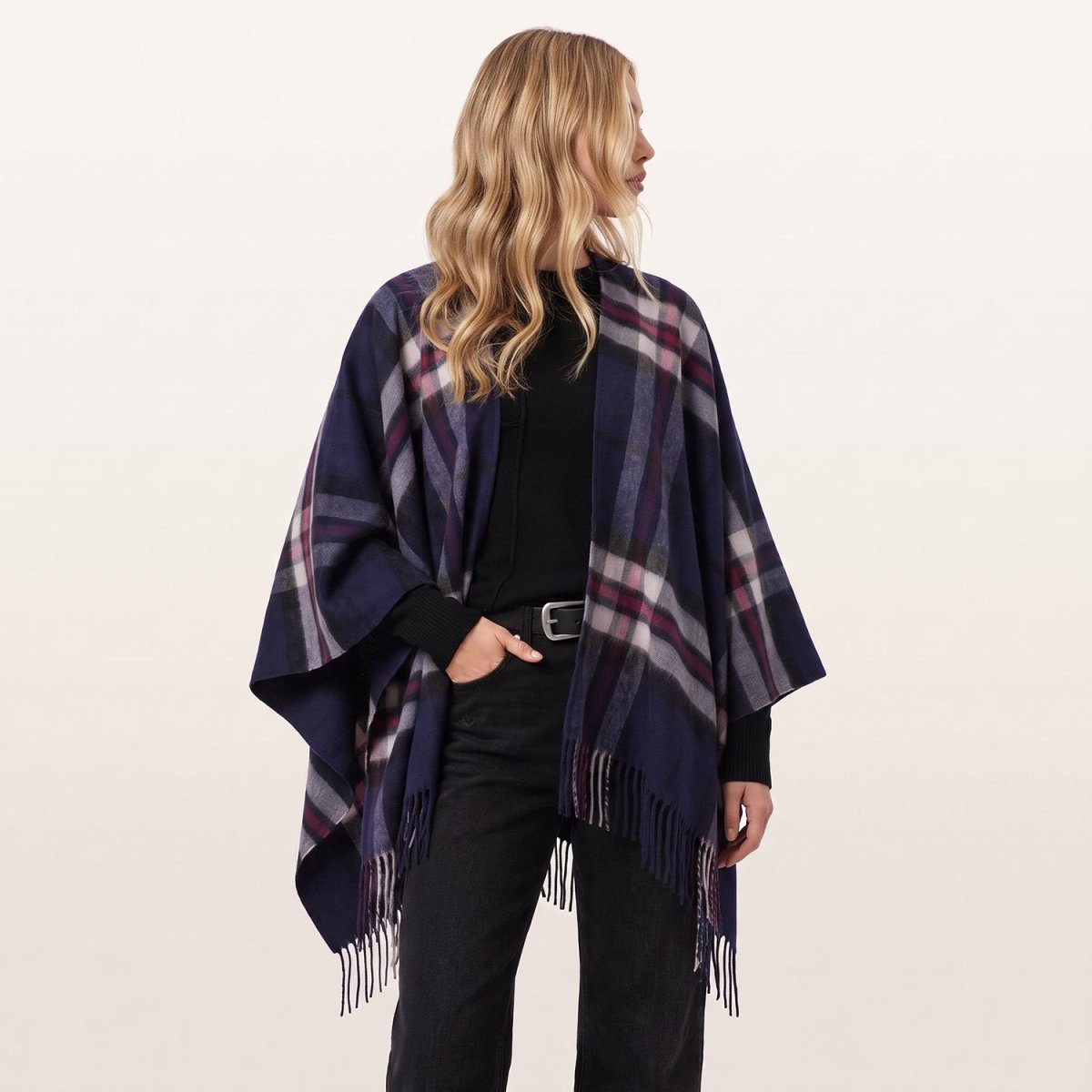 Ladies Mini Cape Edinburgh 100% Lambswool - Thomson Navy - Heritage Of Scotland -