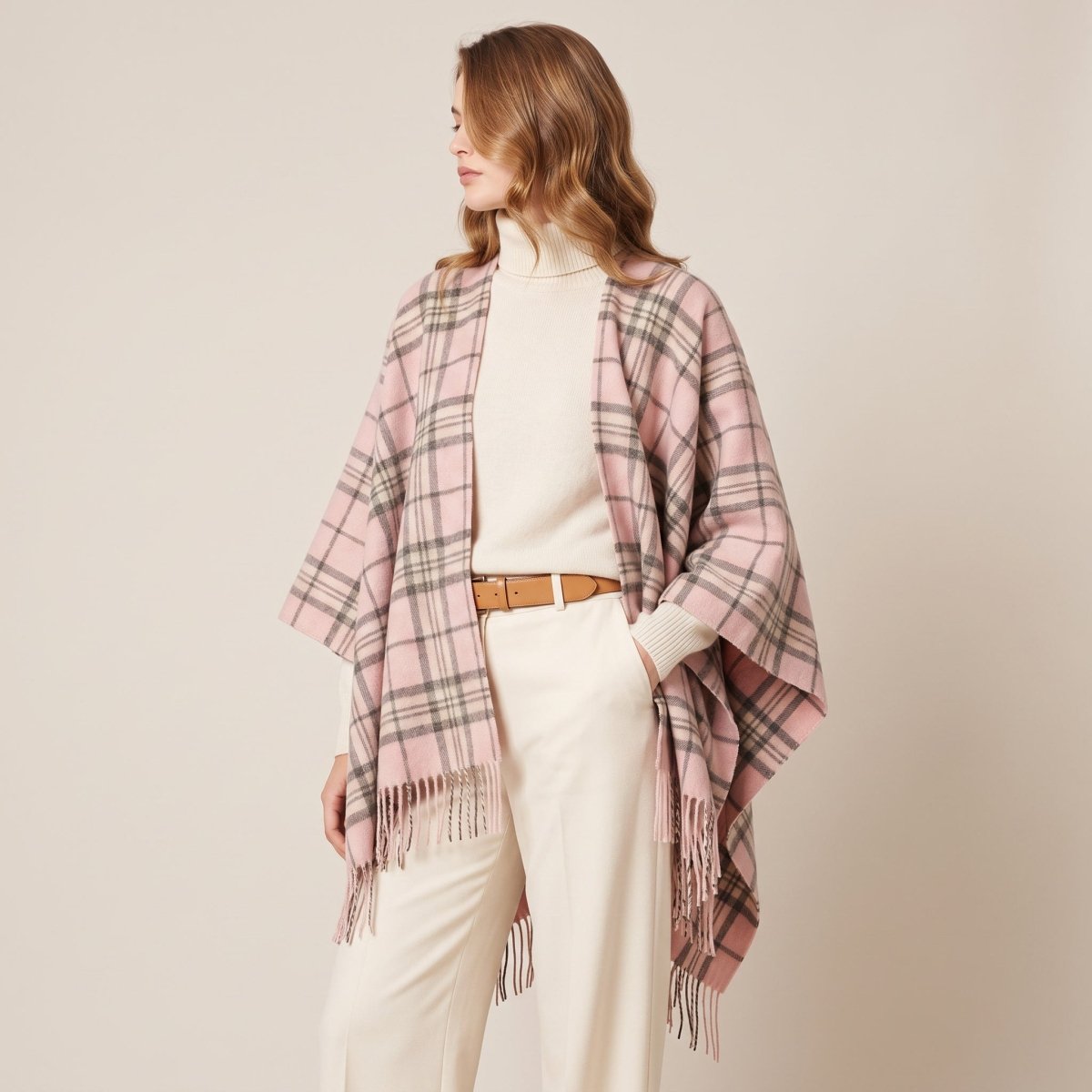 Ladies Mini Cape Edinburgh 100% Lambswool - Thomson Pale Pink - Heritage Of Scotland -