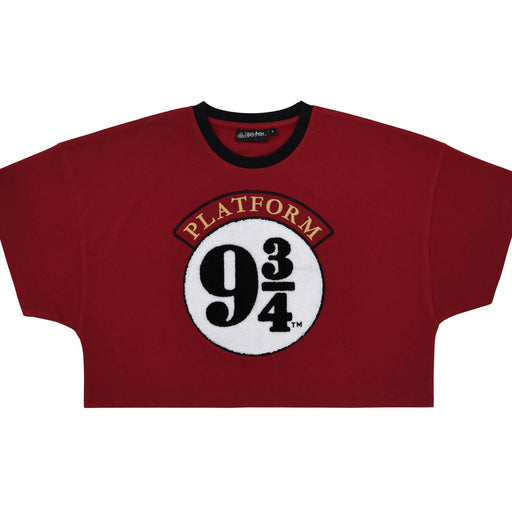 Ladies Platform 9 3/4 Crop T-Shirt - Heritage Of Scotland - BURGUNDY