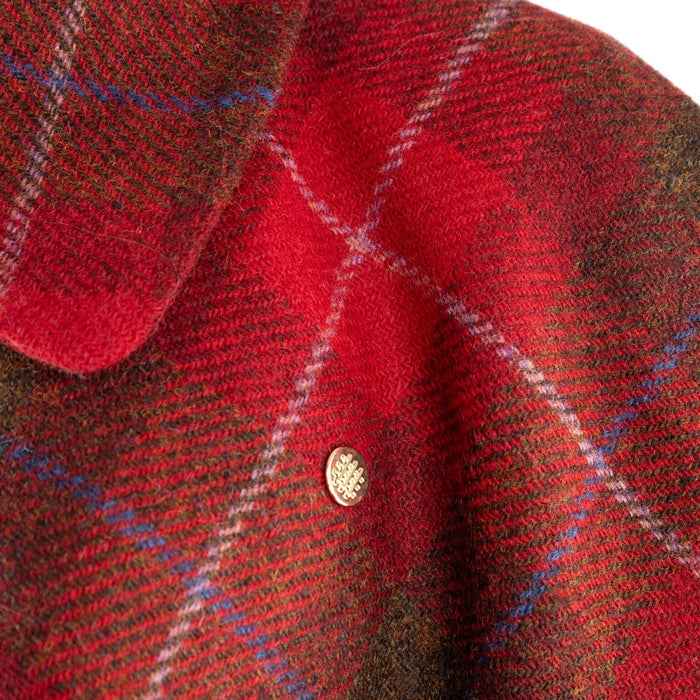 Ladies Vivienne Harris Tweed Poncho Ha222 - A1 Red Check - Heritage Of Scotland - HA222 - A1 RED CHECK