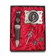 Lamont Clan Badge, Kilt Pin, Lapel Pin, Cufflinks, Keyring/Key Fob & Gift Set — Fine Pewter by Art Pewter — Made in Scotland (Shiny Finish) - Heritage Of Scotland - Gift Set