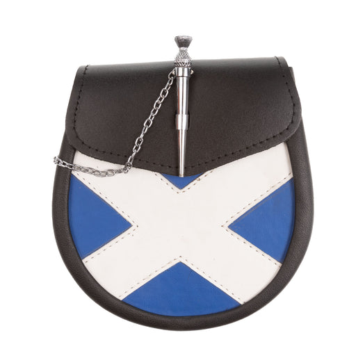 Leather Pin & Chain Saltire Flag Sporran - Heritage Of Scotland - SALTIRE