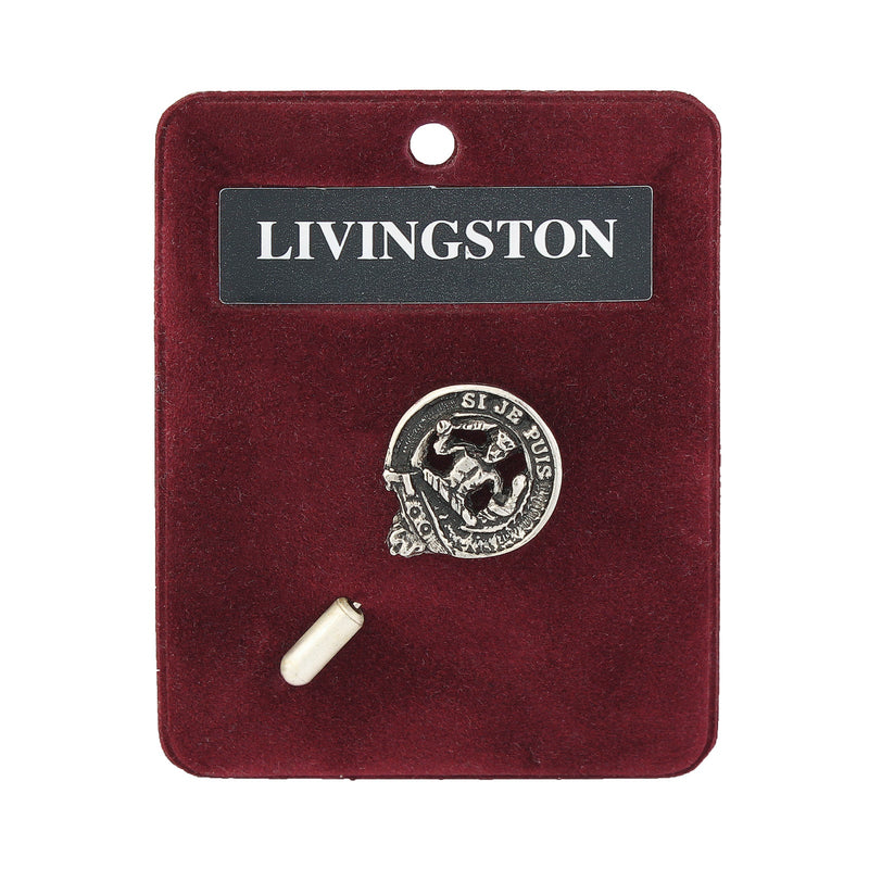 Livingstone Clan Badge, Kilt Pin, Lapel Pin, Cufflinks, Keyring/Key Fob & Gift Set — Fine Pewter by Art Pewter — Made in Scotland (Shiny Finish) - Heritage Of Scotland - Lapel Pin