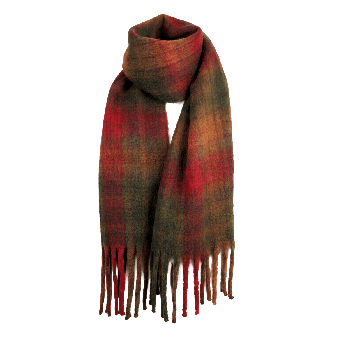 Luxuriously Soft Lightweight Plaid Scarf with Long Fringes – Elegant Draped Wrap - Heritage Of Scotland - BUCHANAN AUTUMN