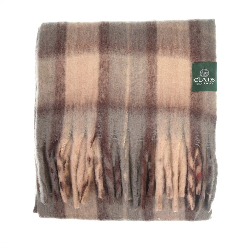 Luxuriously Soft Lightweight Plaid Scarf with Long Fringes – Elegant Draped Wrap - Heritage Of Scotland - MACKELLAR NATURAL