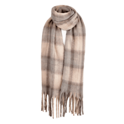 Luxuriously Soft Lightweight Plaid Scarf with Long Fringes – Elegant Draped Wrap - Heritage Of Scotland - MACKELLAR NATURAL