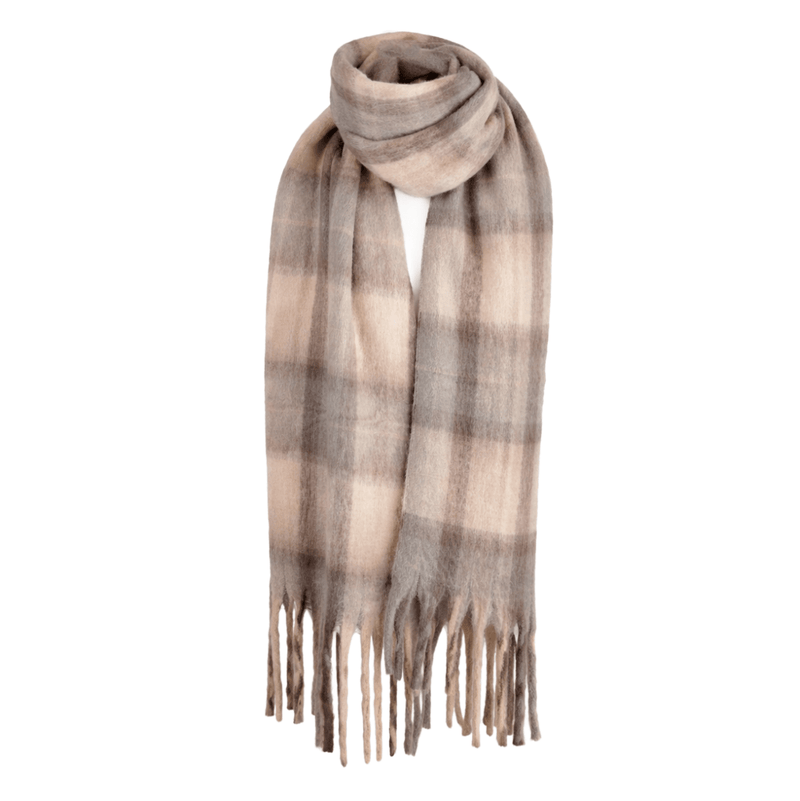 Luxuriously Soft Lightweight Plaid Scarf with Long Fringes – Elegant Draped Wrap - Heritage Of Scotland - MACKELLAR NATURAL