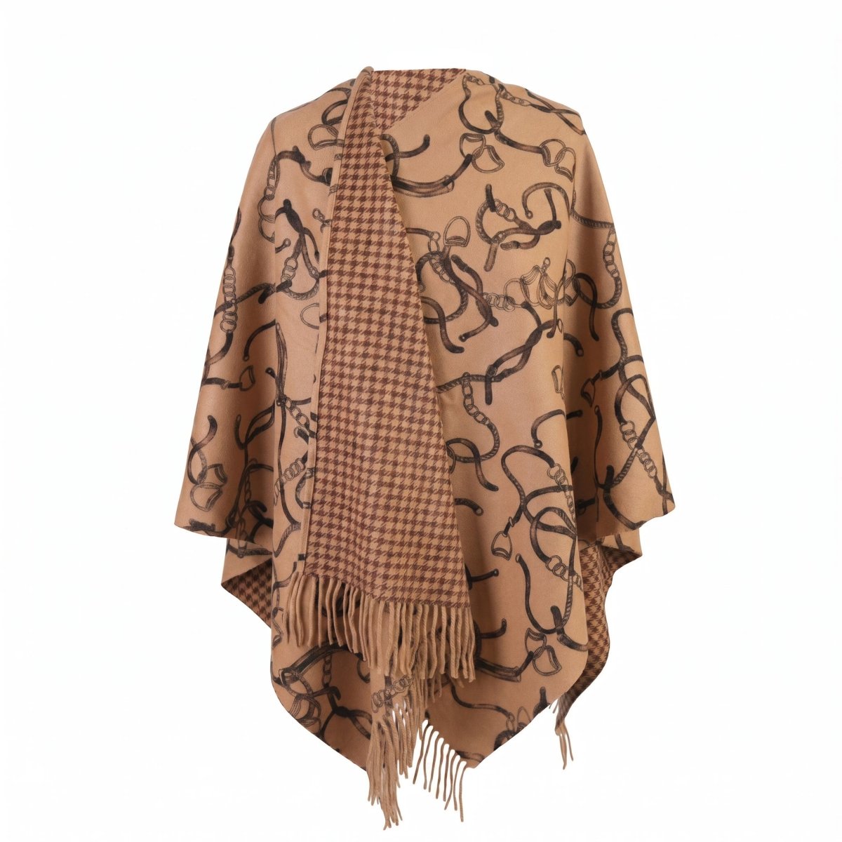 Luxury Chain Print Cashmere Cape – CAMEL - Heritage Of Scotland -