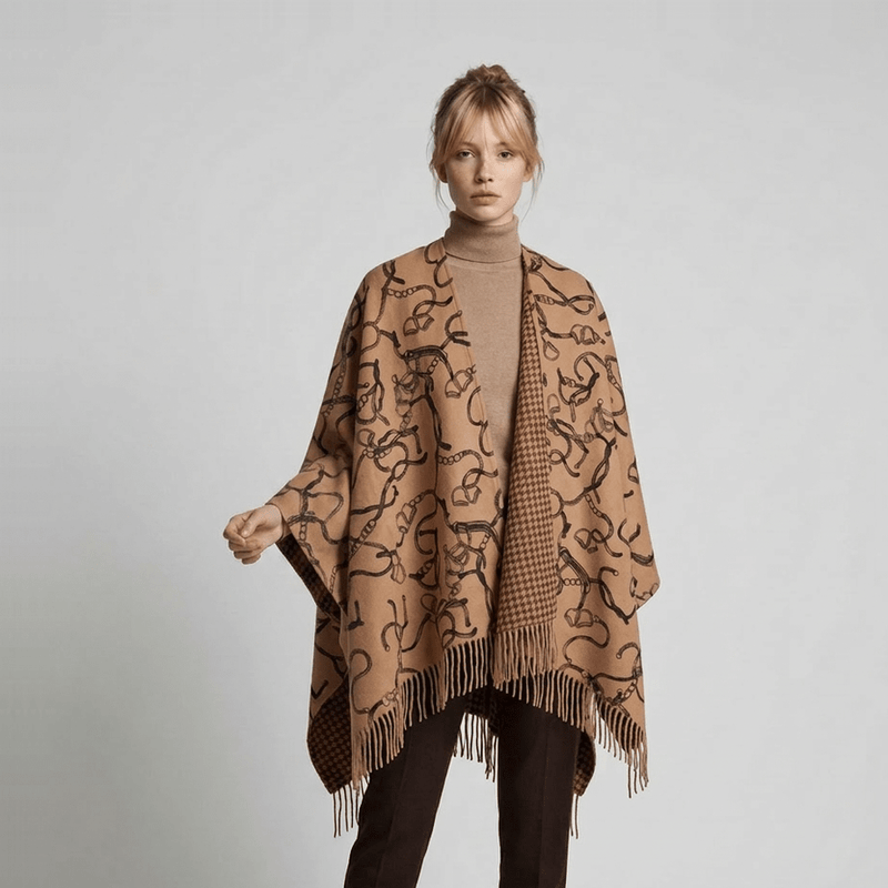 Luxury Chain Print Cashmere Cape – CAMEL - Heritage Of Scotland -