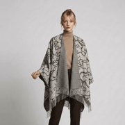 Luxury Chain Print Cashmere Cape - GREY - Heritage Of Scotland -