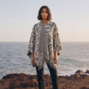 Luxury Chain Print Cashmere Cape - GREY - Heritage Of Scotland -