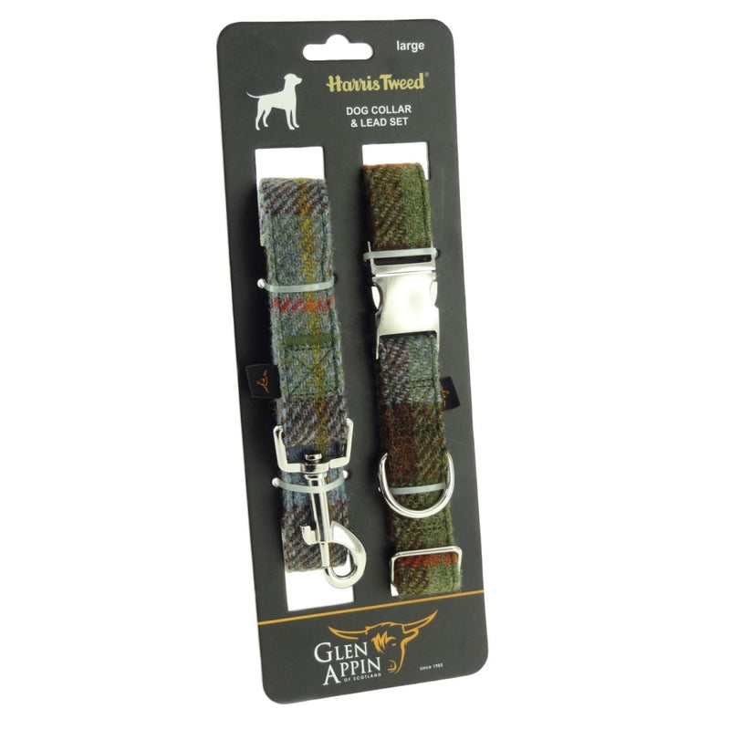 Luxury Harris Tweed Dog Collar & Lead Set | Stylish & Durable - Heritage Of Scotland - MacLeod Tartan