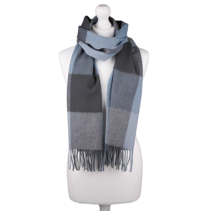 Luxury Lambswool Wide Scarf - Pure Wool - Heritage Of Scotland - 3 SQUARE BLUE