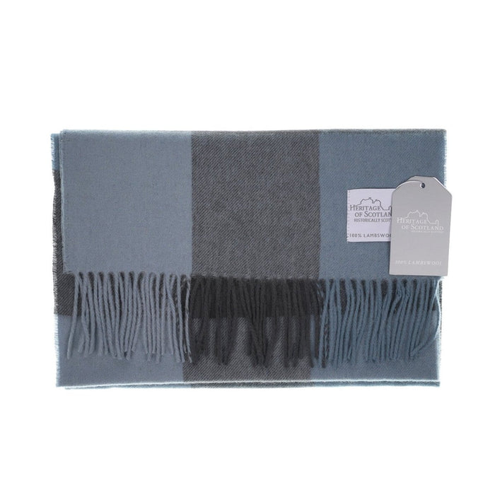 Luxury Lambswool Wide Scarf - Pure Wool - Heritage Of Scotland - 3 SQUARE BLUE