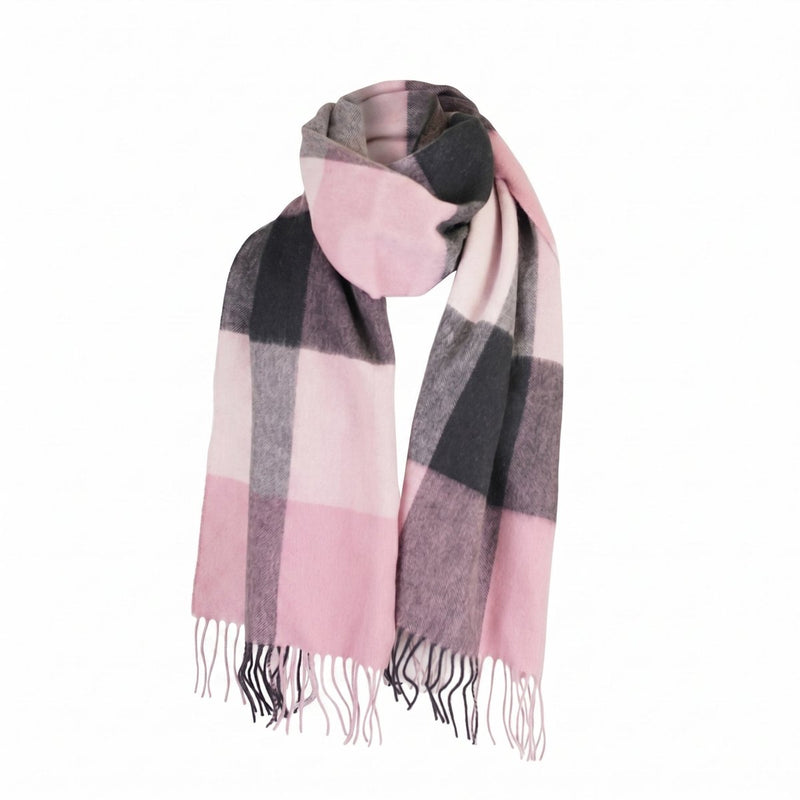 Luxury Lambswool Wide Scarf - Pure Wool - Heritage Of Scotland - 3 SQUARE PINK