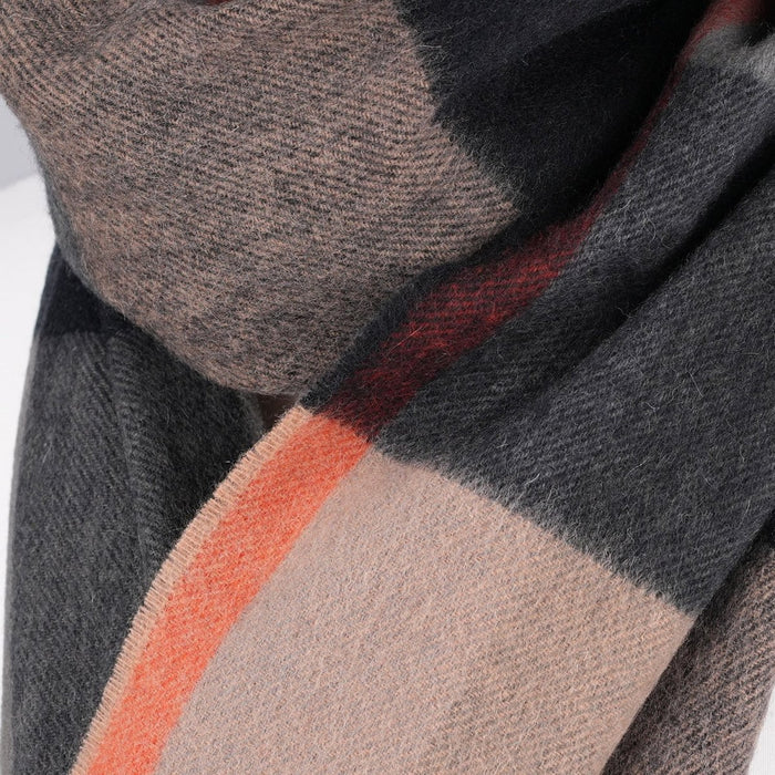 Luxury Lambswool Wide Scarf - Pure Wool - Heritage Of Scotland - KIRKSTALL CHECK CAMEL