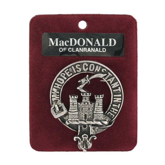 MacDonald of Clanranald Clan Badge, Kilt Pin, Lapel Pin, Cufflinks, Keyring/Key Fob & Gift Set — Fine Pewter by Art Pewter — Made in Scotland (Shiny Finish) - Heritage Of Scotland - Badge