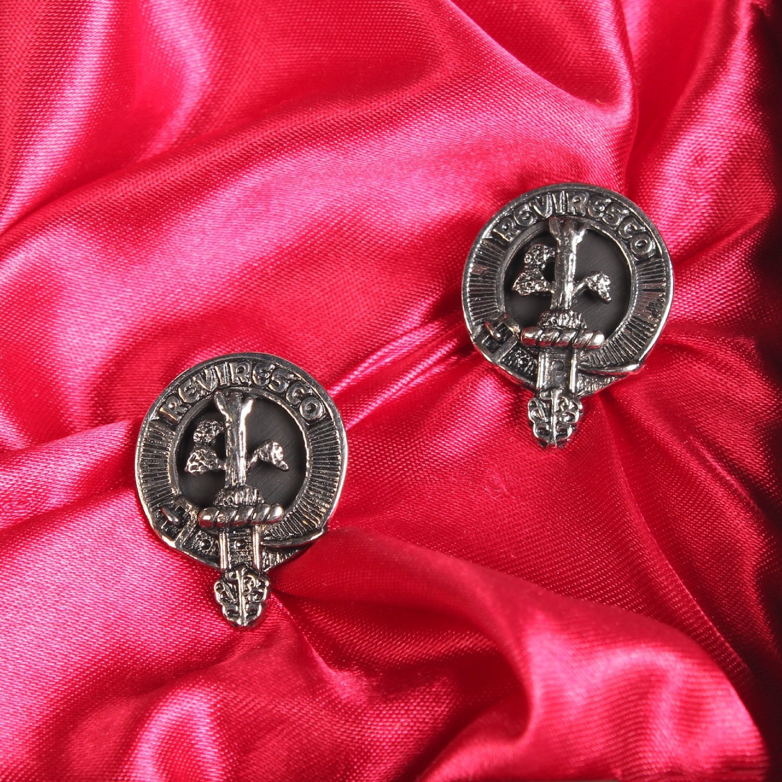 MacEwen Clan Badge, Kilt Pin, Lapel Pin, Cufflinks, Keyring/Key Fob & Gift Set — Fine Pewter by Art Pewter — Made in Scotland (Shiny Finish) - Heritage Of Scotland - Cufflinks