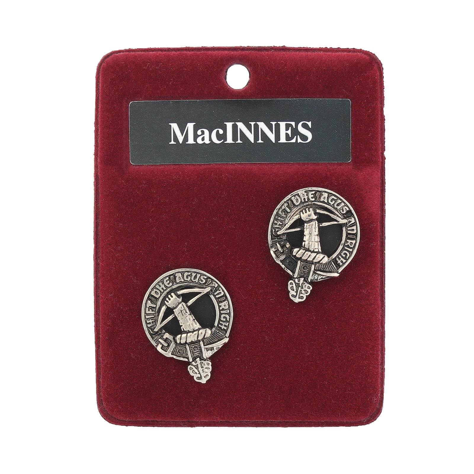 MacInnes Clan Badge, Kilt Pin, Lapel Pin, Cufflinks, Keyring/Key Fob & Gift Set — Fine Pewter by Art Pewter — Made in Scotland (Shiny Finish) - Heritage Of Scotland - Badge