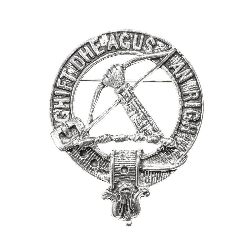 MacInnes Clan Badge, Kilt Pin, Lapel Pin, Cufflinks, Keyring/Key Fob & Gift Set — Fine Pewter by Art Pewter — Made in Scotland (Shiny Finish) - Heritage Of Scotland - Badge
