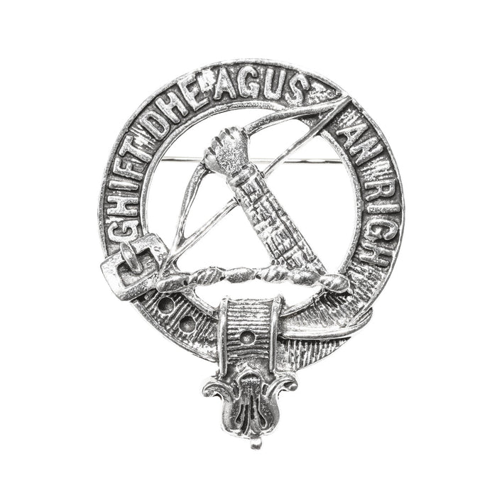 MacInnes Clan Badge, Kilt Pin, Lapel Pin, Cufflinks, Keyring/Key Fob & Gift Set — Fine Pewter by Art Pewter — Made in Scotland (Shiny Finish) - Heritage Of Scotland - Badge