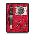 MacInnes Clan Badge, Kilt Pin, Lapel Pin, Cufflinks, Keyring/Key Fob & Gift Set — Fine Pewter by Art Pewter — Made in Scotland (Shiny Finish) - Heritage Of Scotland - Badge