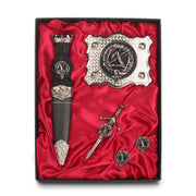 MacInnes Clan Badge, Kilt Pin, Lapel Pin, Cufflinks, Keyring/Key Fob & Gift Set — Fine Pewter by Art Pewter — Made in Scotland (Shiny Finish) - Heritage Of Scotland - Gift Set