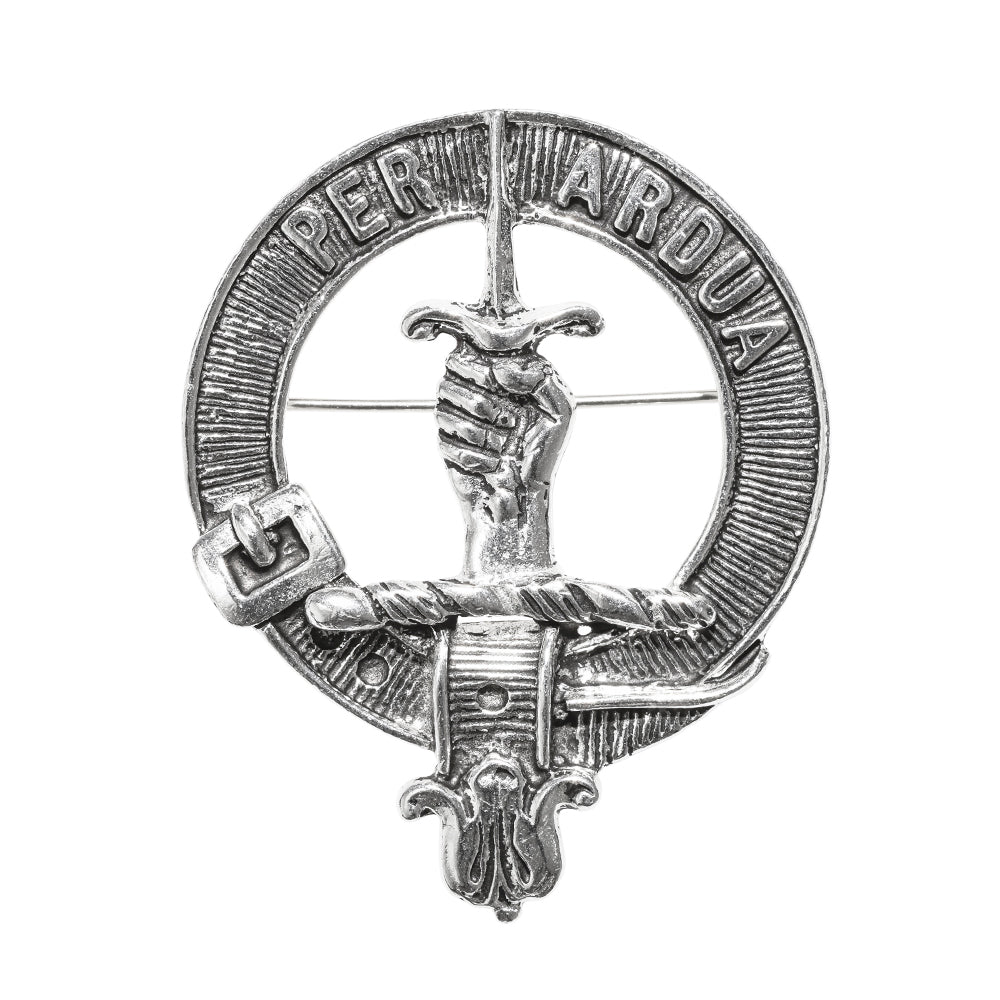 MacIntyre Clan Badge, Kilt Pin, Lapel Pin, Cufflinks, Keyring/Key Fob & Gift Set — Fine Pewter by Art Pewter — Made in Scotland (Shiny Finish) - Heritage Of Scotland - Badge