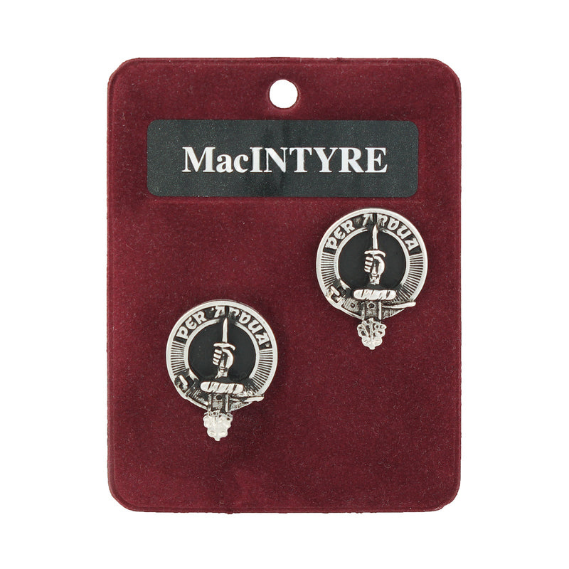 MacIntyre Clan Badge, Kilt Pin, Lapel Pin, Cufflinks, Keyring/Key Fob & Gift Set — Fine Pewter by Art Pewter — Made in Scotland (Shiny Finish) - Heritage Of Scotland - Cufflinks