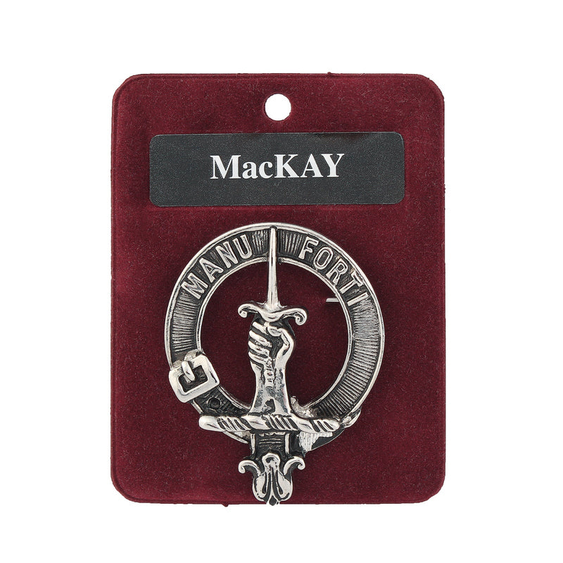 MacKay Clan Badge, Kilt Pin, Lapel Pin, Cufflinks, Keyring/Key Fob & Gift Set — Fine Pewter by Art Pewter — Made in Scotland (Shiny Finish) - Heritage Of Scotland - Badge
