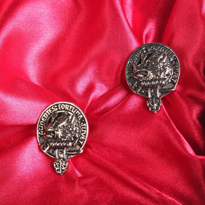 MacKinnon Clan Badge, Kilt Pin, Lapel Pin, Cufflinks, Keyring/Key Fob & Gift Set — Fine Pewter by Art Pewter — Made in Scotland (Shiny Finish) - Heritage Of Scotland - Cufflinks
