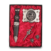 MacKinnon Clan Badge, Kilt Pin, Lapel Pin, Cufflinks, Keyring/Key Fob & Gift Set — Fine Pewter by Art Pewter — Made in Scotland (Shiny Finish) - Heritage Of Scotland - Gift Set