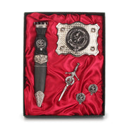 MacLaine Clan Badge, Kilt Pin, Lapel Pin, Cufflinks, Keyring/Key Fob & Gift Set — Fine Pewter by Art Pewter — Made in Scotland (Shiny Finish) - Heritage Of Scotland - Gift Set