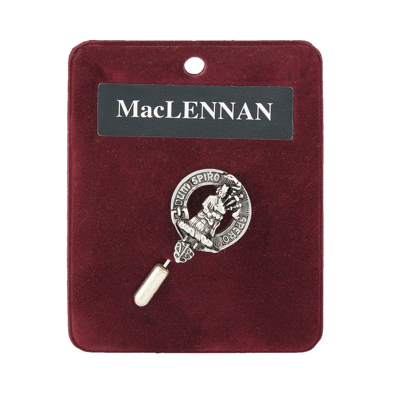 MacLennan Clan Badge, Kilt Pin, Lapel Pin, Cufflinks, Keyring/Key Fob & Gift Set — Fine Pewter by Art Pewter — Made in Scotland (Shiny Finish) - Heritage Of Scotland - Lapel Pin