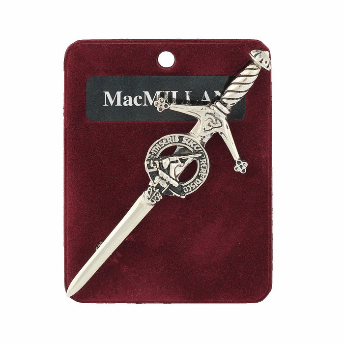 MacMillan Clan Badge, Kilt Pin, Lapel Pin, Cufflinks, Keyring/Key Fob & Gift Set — Fine Pewter by Art Pewter — Made in Scotland (Shiny Finish) - Heritage Of Scotland - Kilt Pin