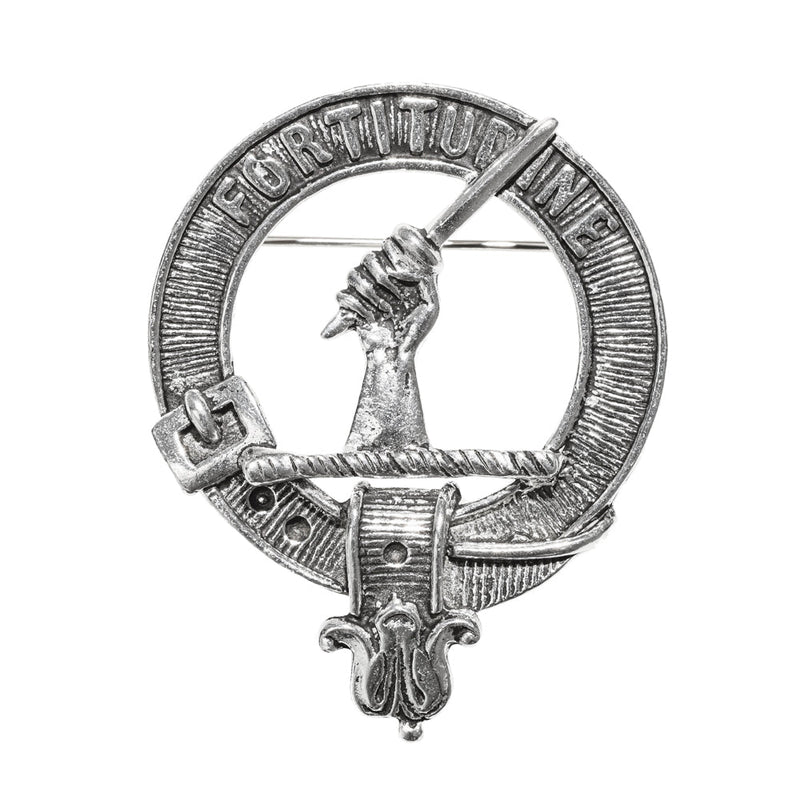 MacRae Clan Badge, Kilt Pin, Lapel Pin, Cufflinks, Keyring/Key Fob & Gift Set — Fine Pewter by Art Pewter — Made in Scotland (Shiny Finish) - Heritage Of Scotland - Badge